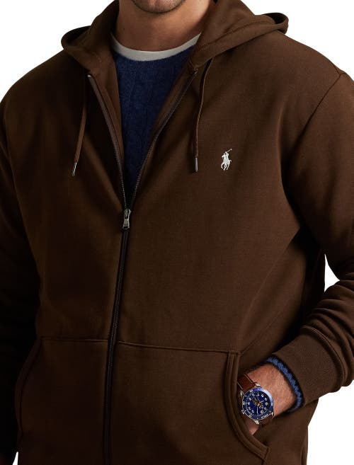 Polo Ralph Lauren Big & Tall Double-knit Full-zip Hoodie In Brown