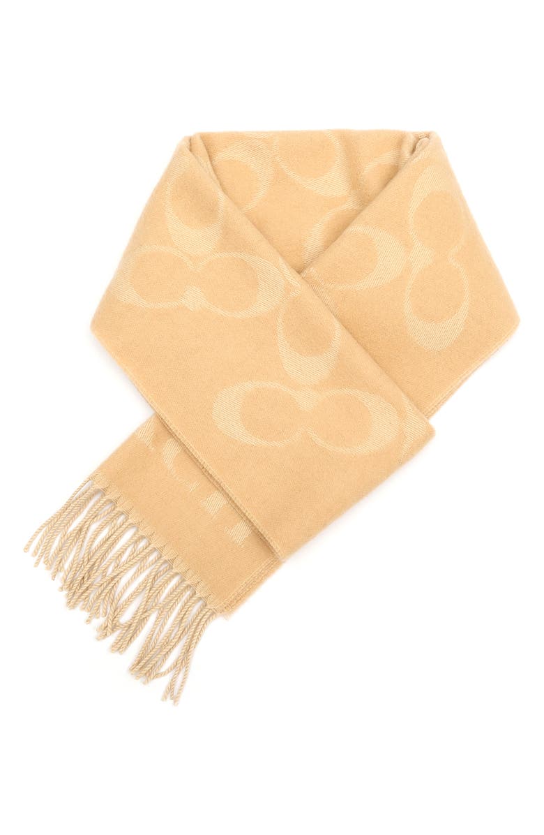 COACH Bias Signature C Wool & Cashmere Muffler Scarf, Alternate, color, 