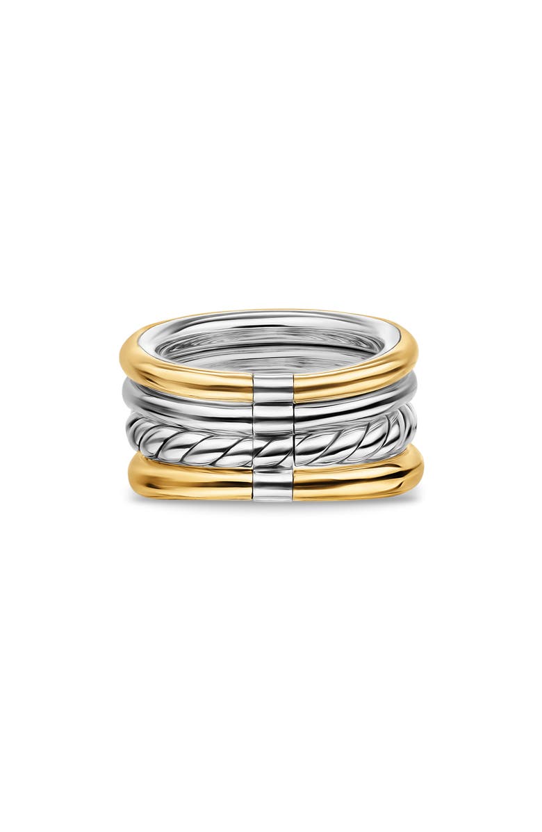 David Yurman DY Mercer<sup>®</sup> Four Row Stone Ring in Sterling Silver with 18K Yellow Gold, Amethyst & Diamonds, 14mm, Alternate, color, Amethyst