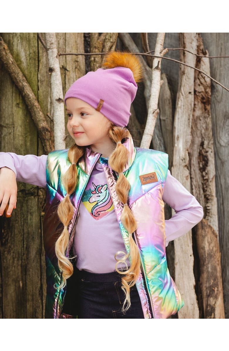 Deux par Deux Quilted Mid-Season Sleeveless Vest Metallic, Main, color, Multicolored