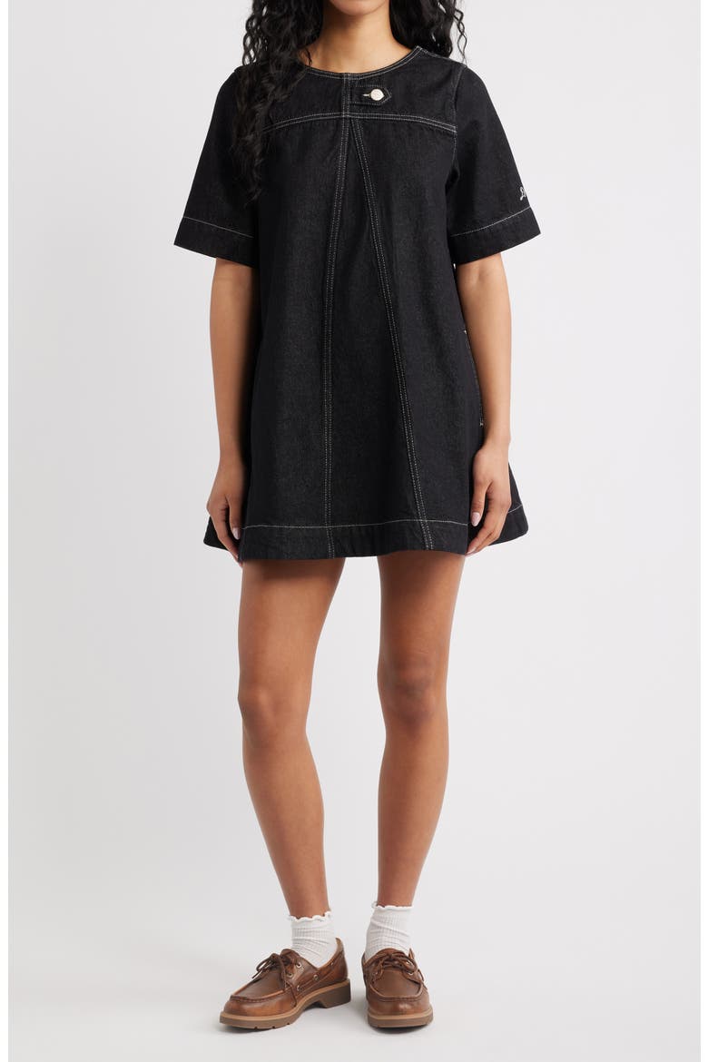 Bridget Organic Cotton Denim Minidress, Main, color, BLACK