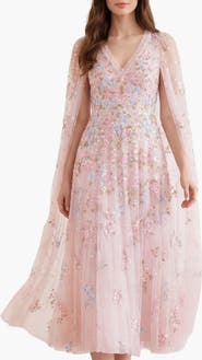 Needle & Thread Versailles Ditsy V-Neck Cape Maxi Gown