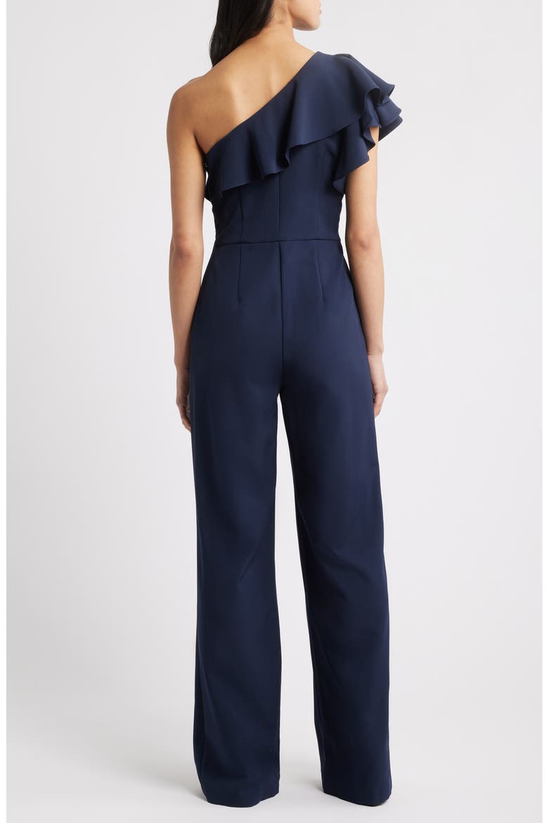 One-Shoulder Ruffle Jumpsuit, Alternate, color, NAVY