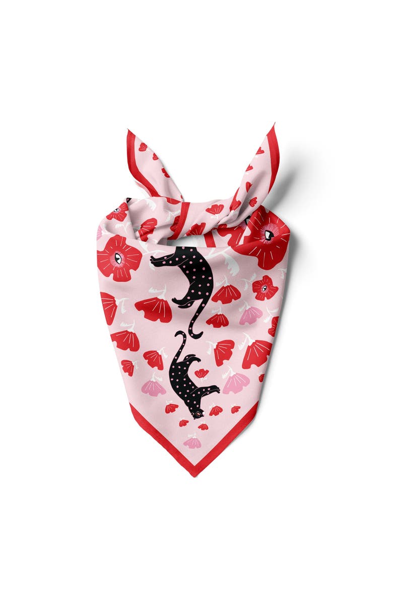 Centinelle Poppy Polka Cat Cotton Silk Bandana, Alternate, color, Pink