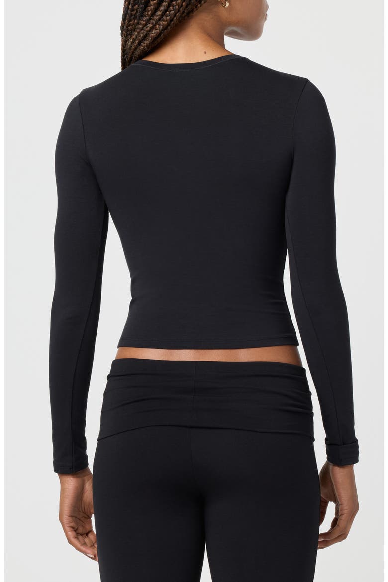 Softie Cotton Blend Long Sleeve Top, Alternate, color, BLACK