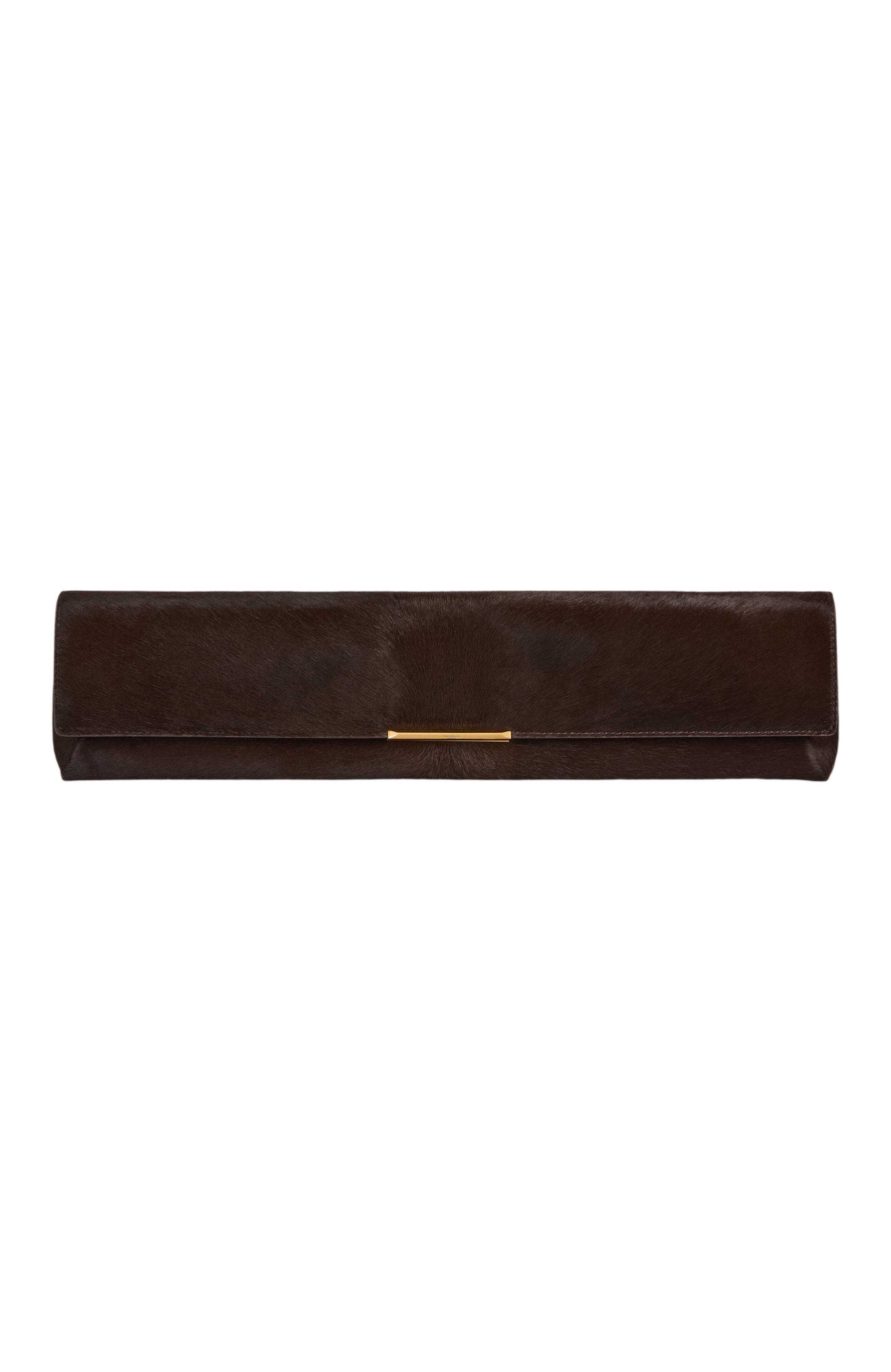 Long Clutch Bag in Pony-Effect Leather, Main, color, dark brown