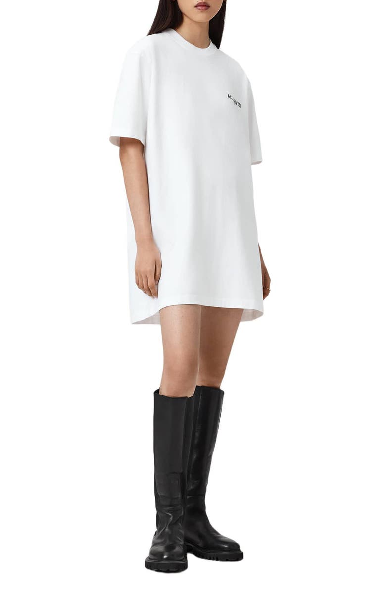 AllSaints Halis Graphic Print Cotton T-Shirt Dress, Alternate, color, White