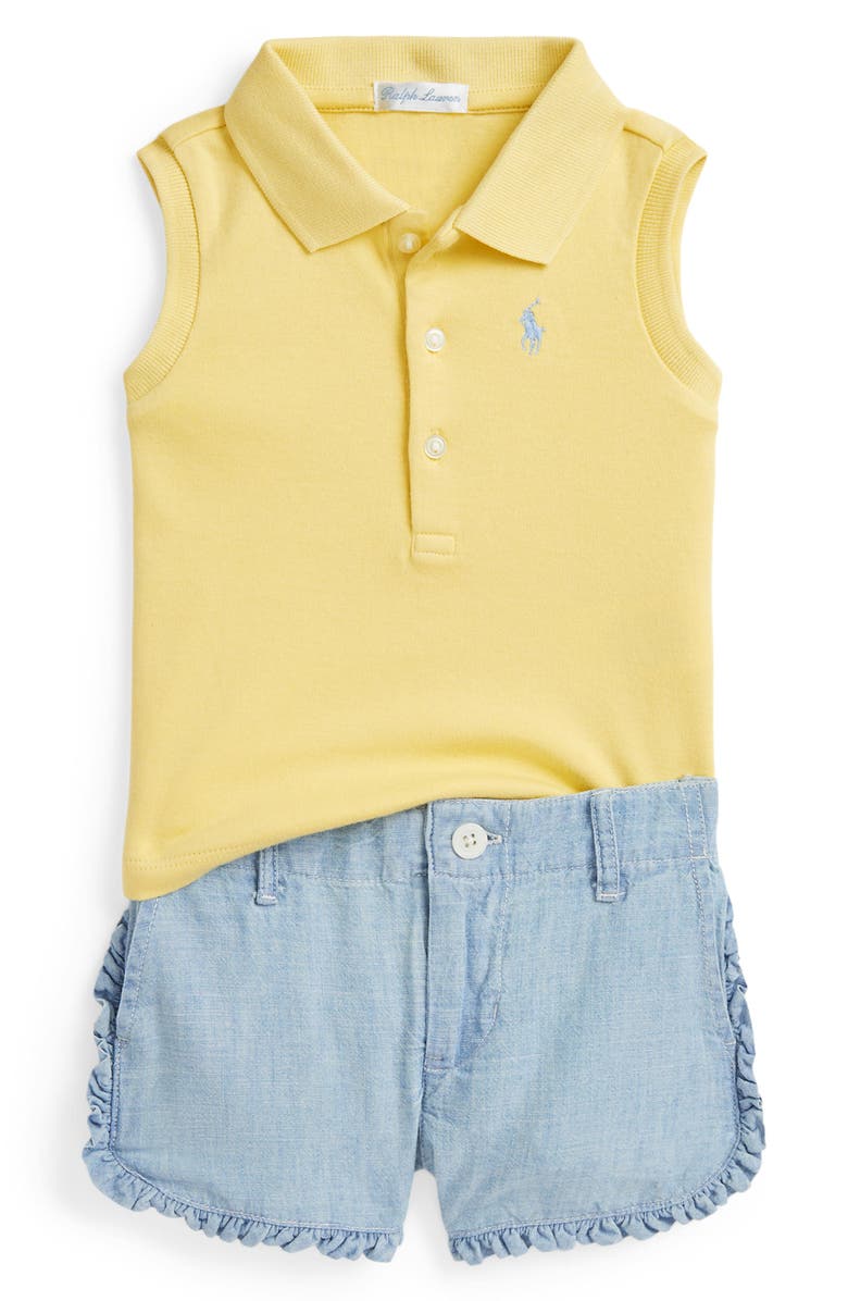 Ralph Lauren Cotton Polo & Ruffle Shorts Set, Main, color,