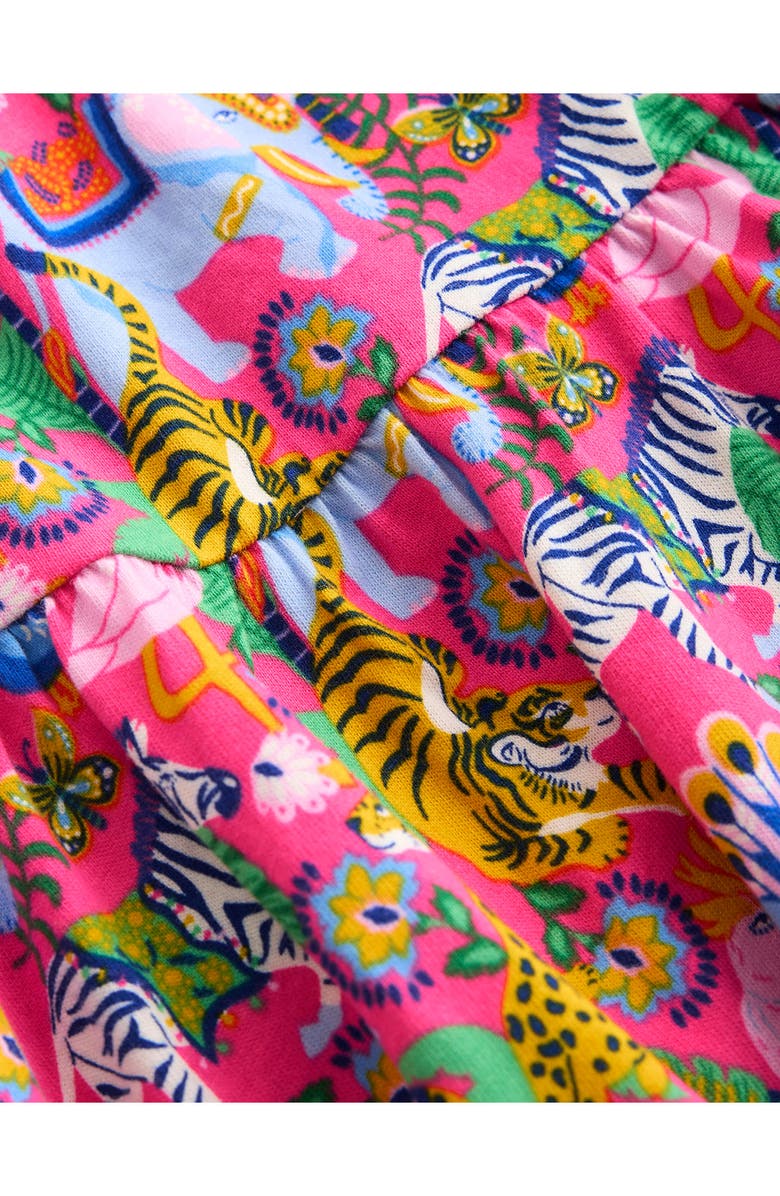 Mini Boden Kids' Bow Back Cotton Jersey Dress, Alternate, color, Flamingo Pink Jungle Animals