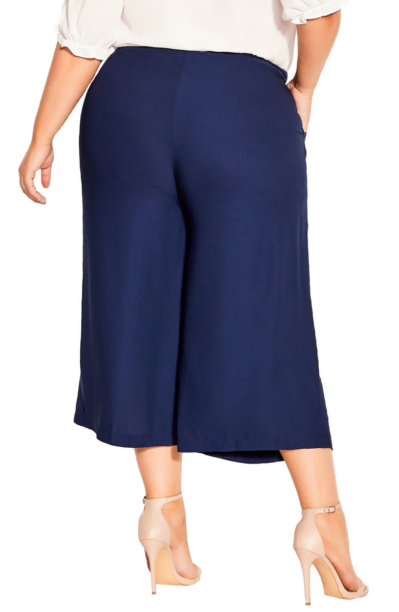 City Chic Easy Crop Belted Pants, Alternate, color, Navy