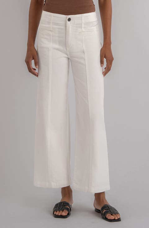 Meg Seamed High Waist Ankle Wide Leg Pants