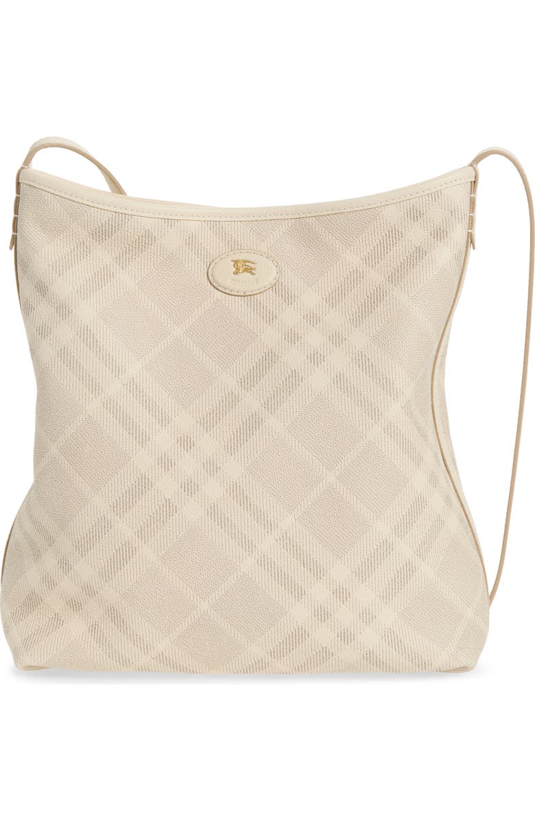 Burberry Small Highlands Check Leather Shoulder Bag, Main, color, Soap