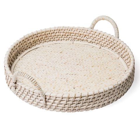 Round Rattan Tray
