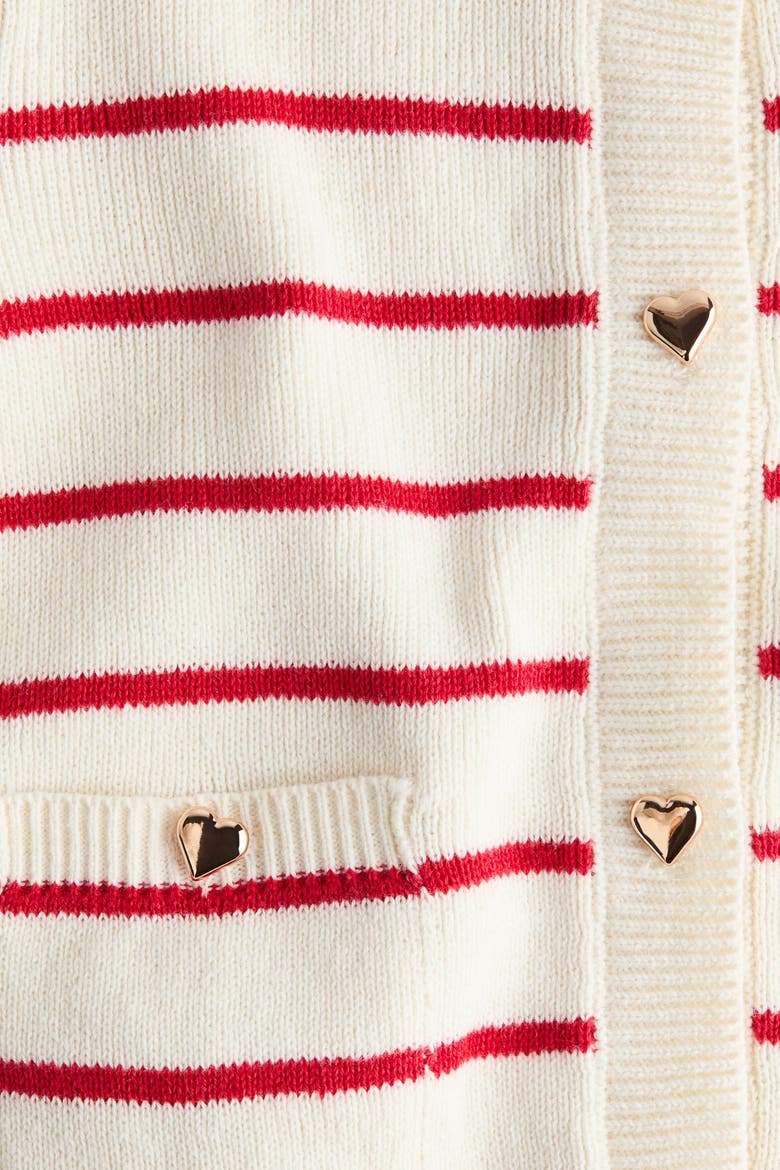 Fine-knit Cardigan, Alternate, color, Cream/red striped