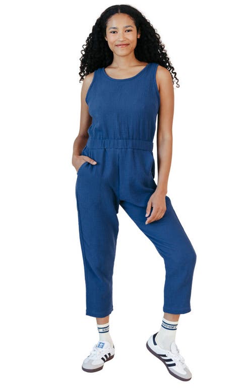POPLINEN Jameela Organic Cotton Gauze Jumpsuit in Deep Sea  product