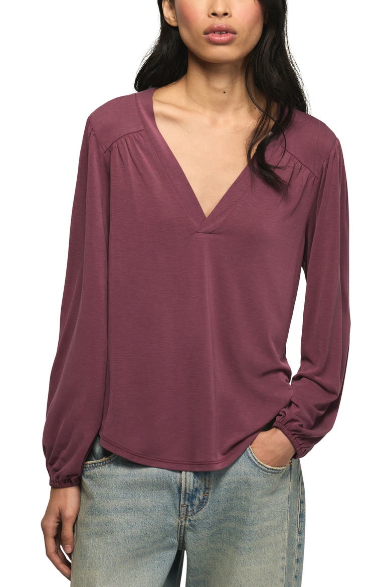 Gathered Sandwash Modal Blend Top, Main, color, GRAPE WINE