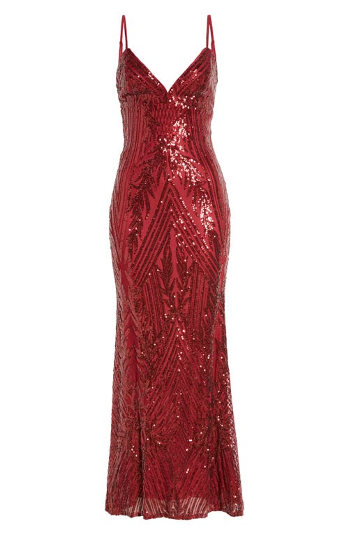 Lulus Ever So Elegant Sequin Sheath Gown In Burgundy