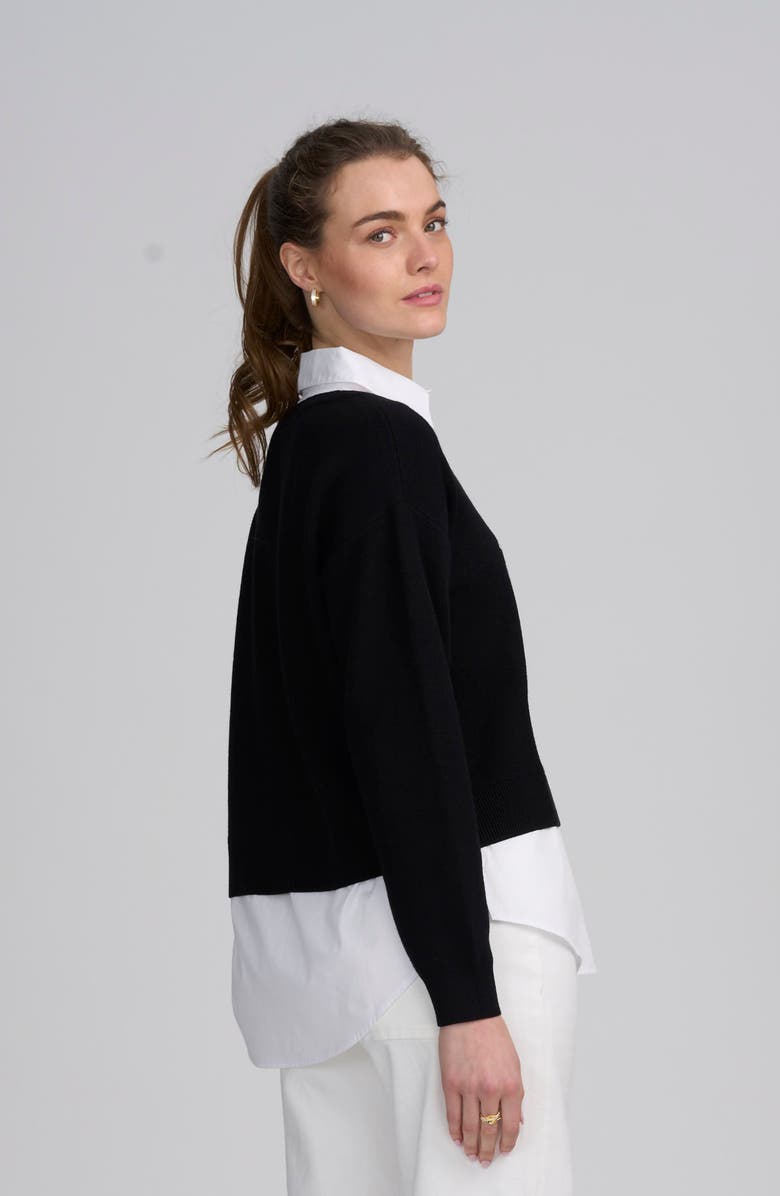 ELLE Collection Le Marais Twofer Sweater, Alternate, color, Black Ivory