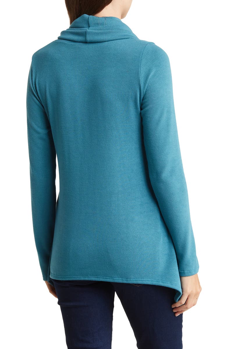 GO COUTURE Cowl Neck Swing Hem Sweater, Alternate, color, Skydiver