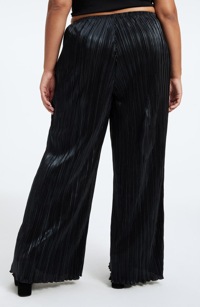 Good American Shine Plissé Pleated Wide Leg Pants, Alternate, color,