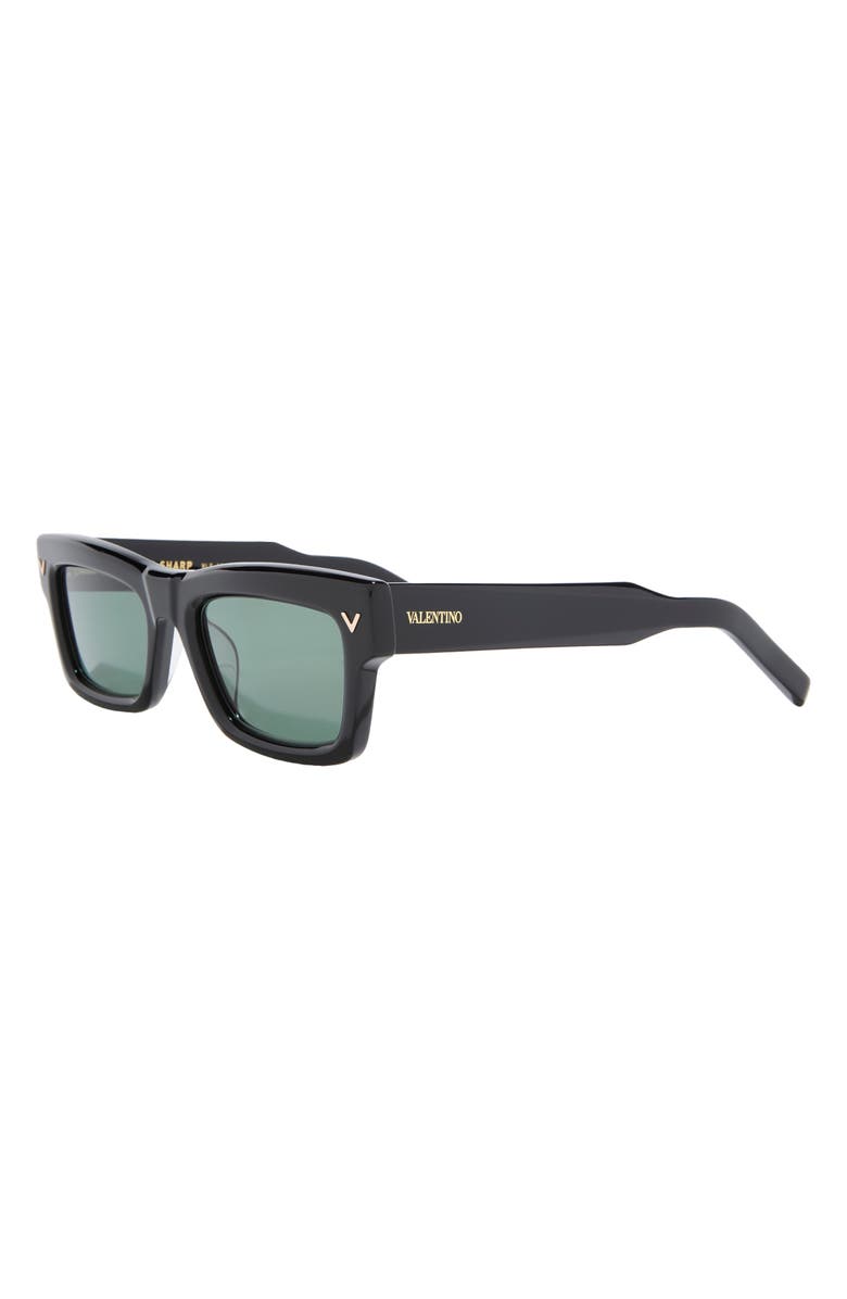 Valentino 53mm Square Sunglasses, Alternate, color, Black/ Green