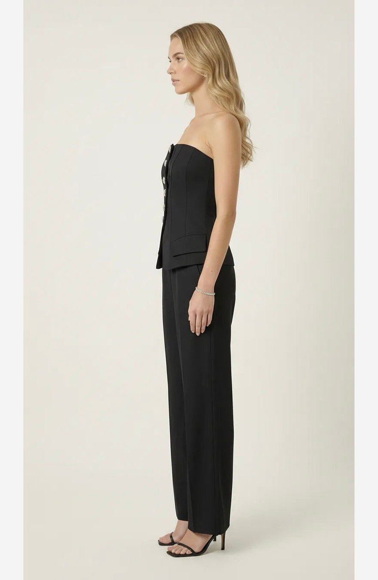 Modenaire Strapless Vest and Wide Leg Pant Set, Alternate, color, Black