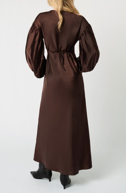 Weworewhat Balloon Sleeve Satin Maxi Dress