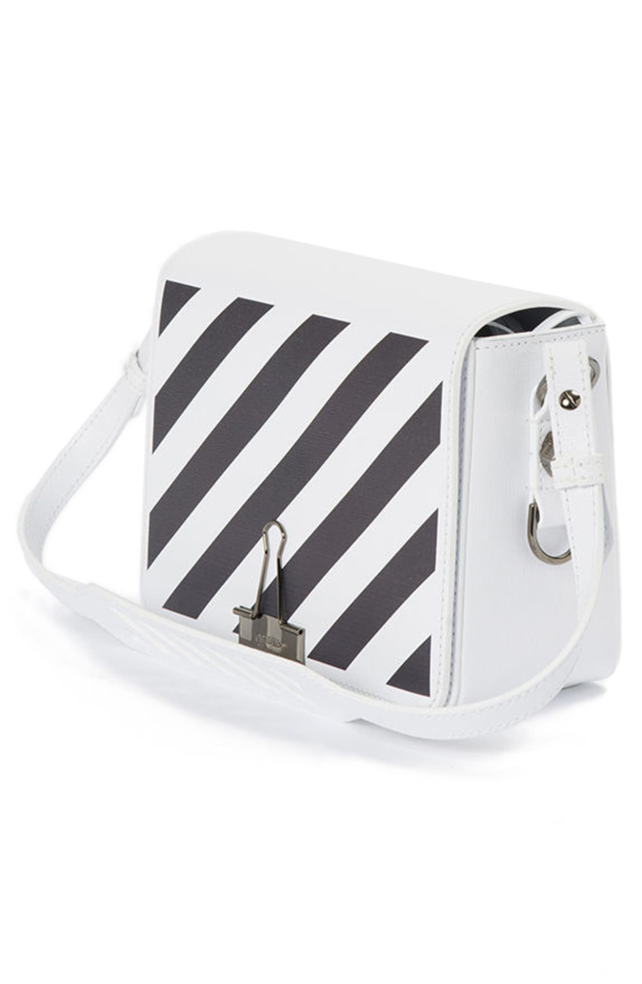 Diagonal Stripe Mini Flap Bag, Alternate, color, WHITE BLACK