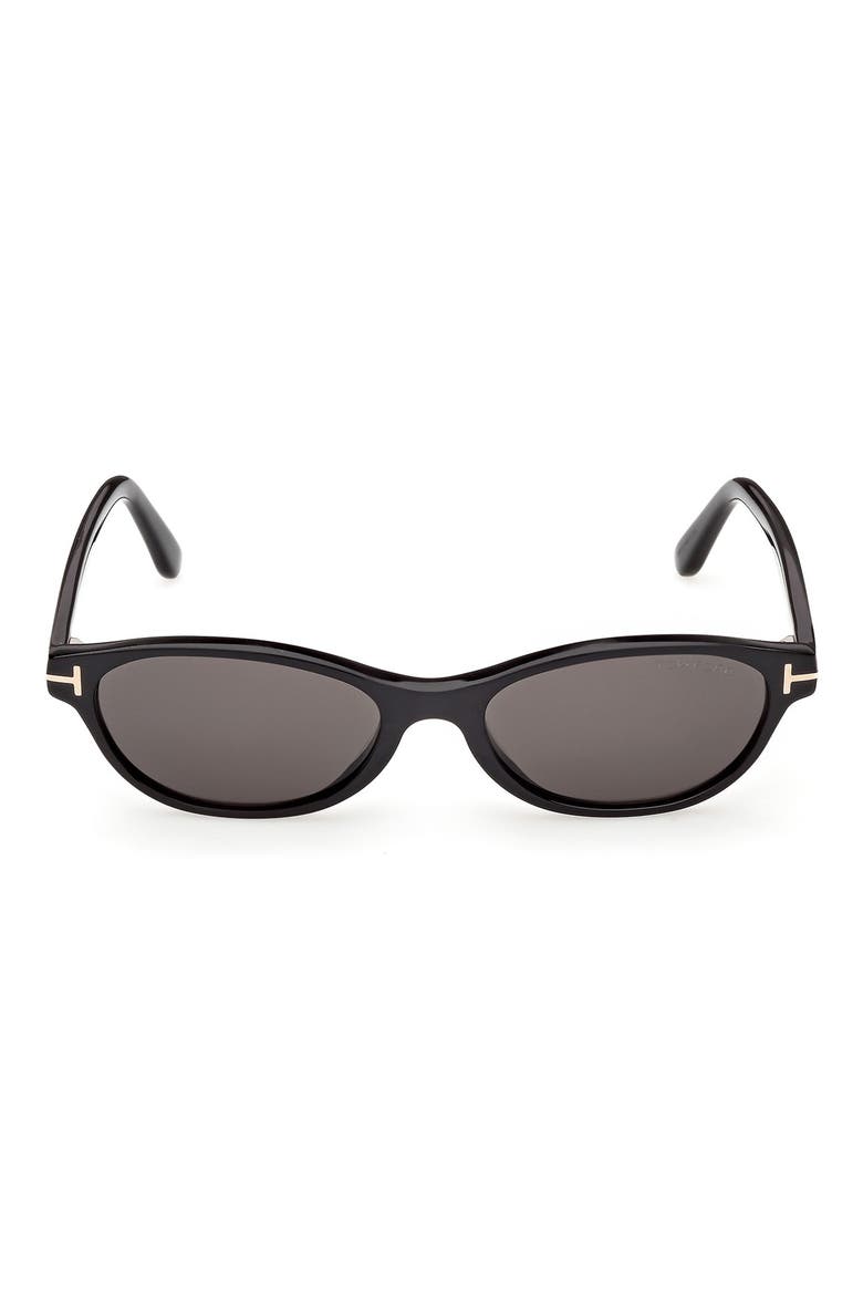 Chloe 52mm Oval Sunglasses, Main, color, SHINY BLACK / SMOKE LENS