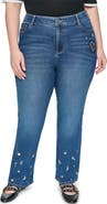 KARL LAGERFELD PARIS Whimsy Pins & Patches High Waist Straight Leg Jeans