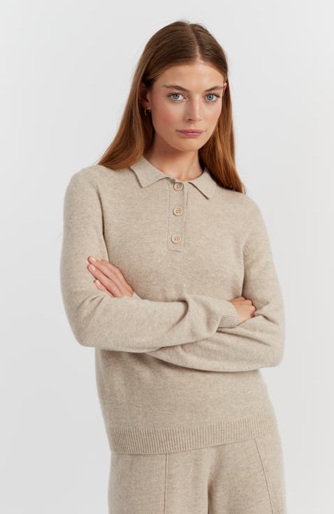 Wool-Cashmere Knit Polo Sweater