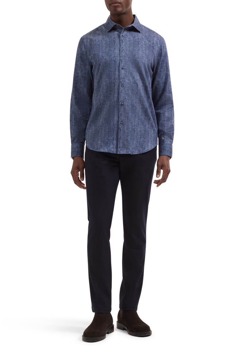 Alvin Shaped Fit Long Sleeve Woven Shirt, Alternate, color, INDIGO