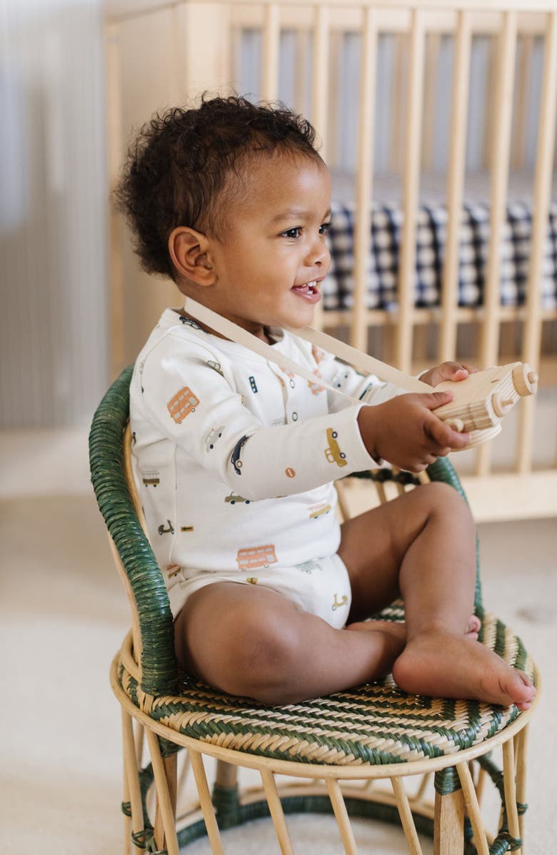 Pehr Henley Organic Cotton Bodysuit, Alternate, color, Rush Hour