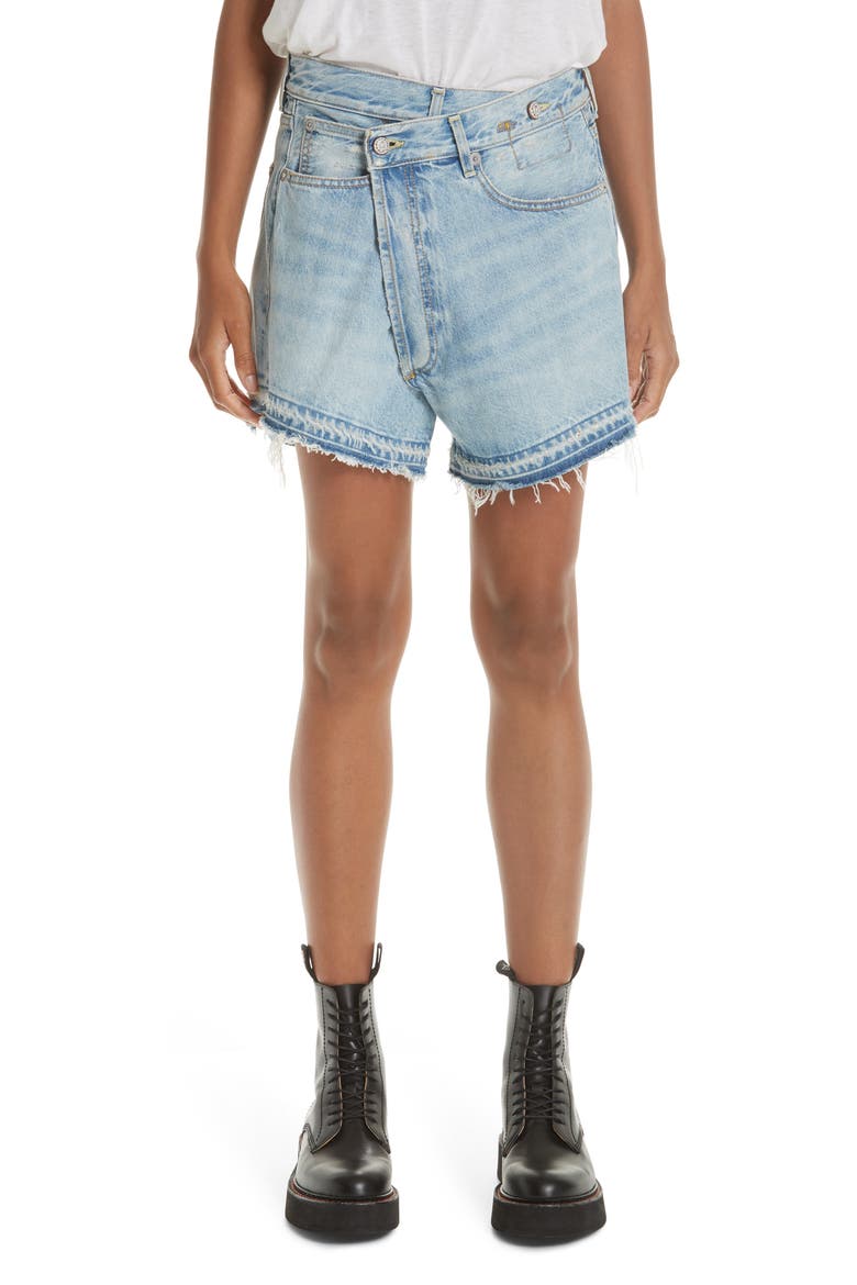 Crossover Denim Shorts, Main, color, TILLY WITH LET