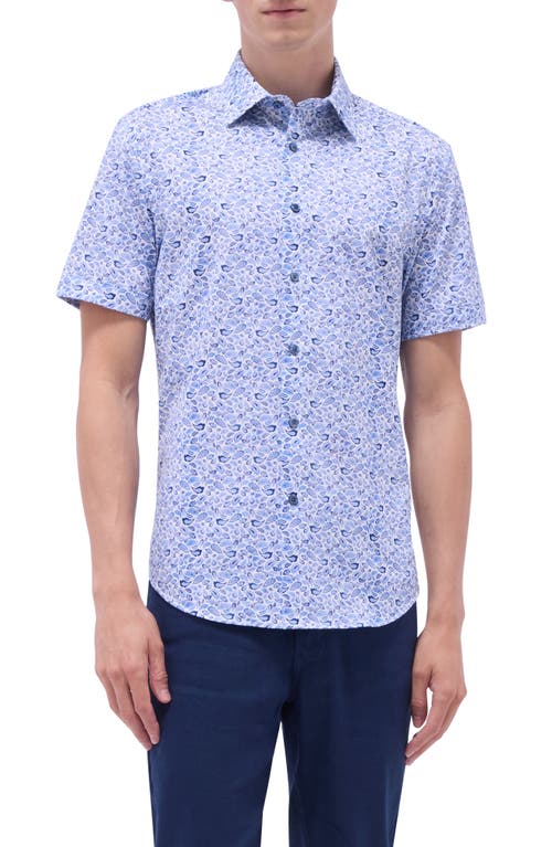 Bugatchi Miles Ooohcotton® Short Sleeve Button-up Shirt In Classic Blue