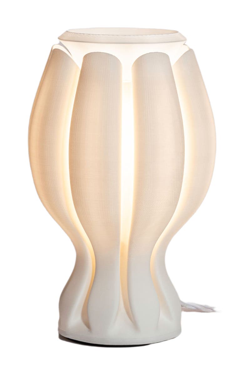 JONATHAN Y Flower 13" Tropical Coastal Plant-Based PLA 3D Printed Dimmable LED Table Lamp, Alternate, color, White