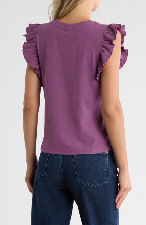 Melrose And Market Ruffle Cap Sleeve Top In Purple