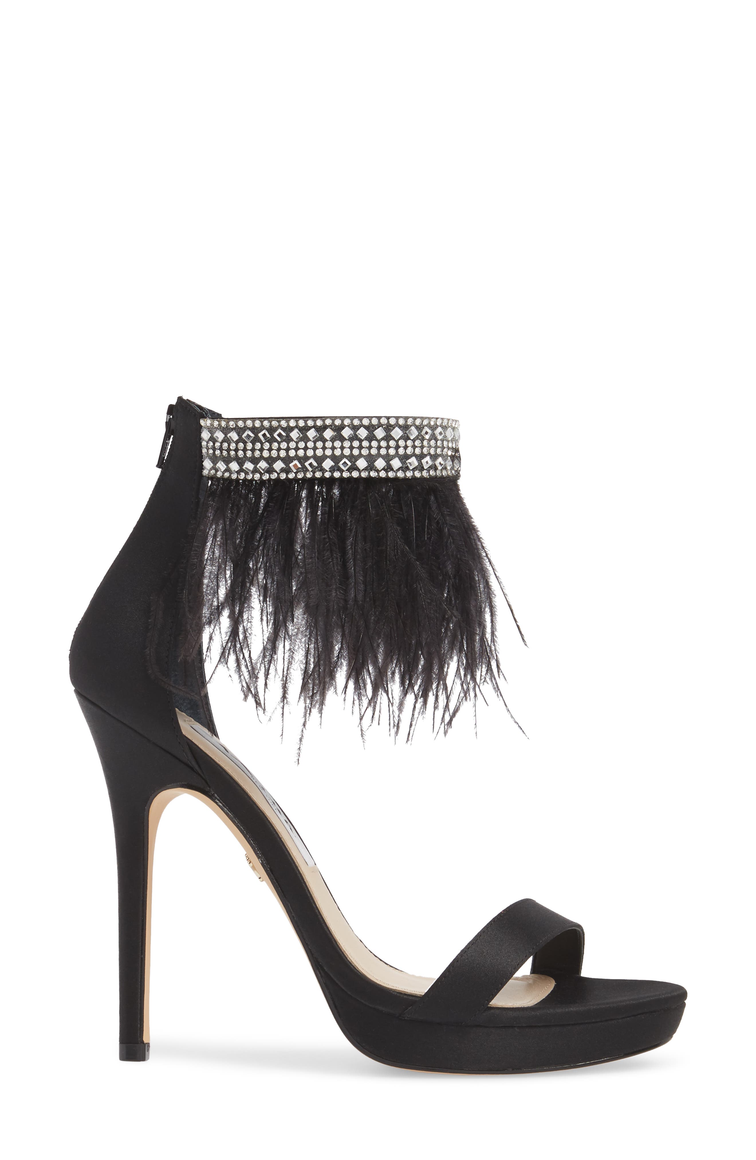 Nina Fran Embellished Feather Sandal, Alternate, color, 