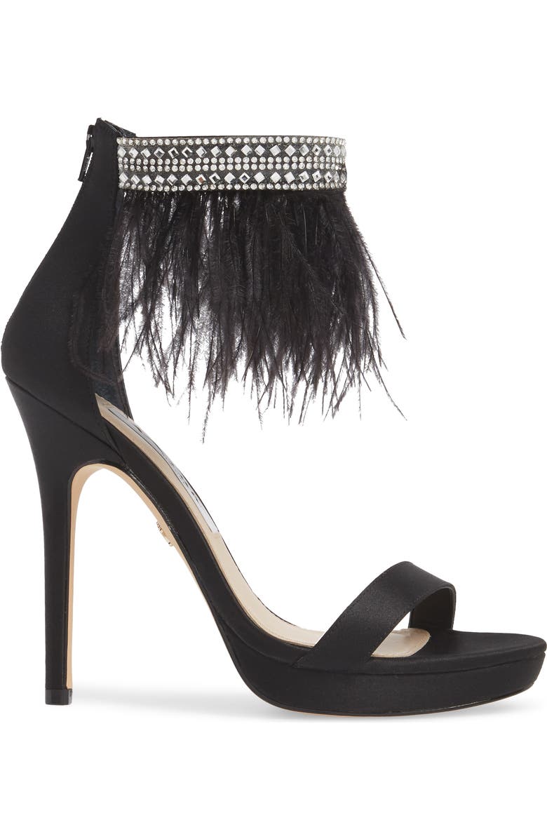 Nina Fran Embellished Feather Sandal, Alternate, color,