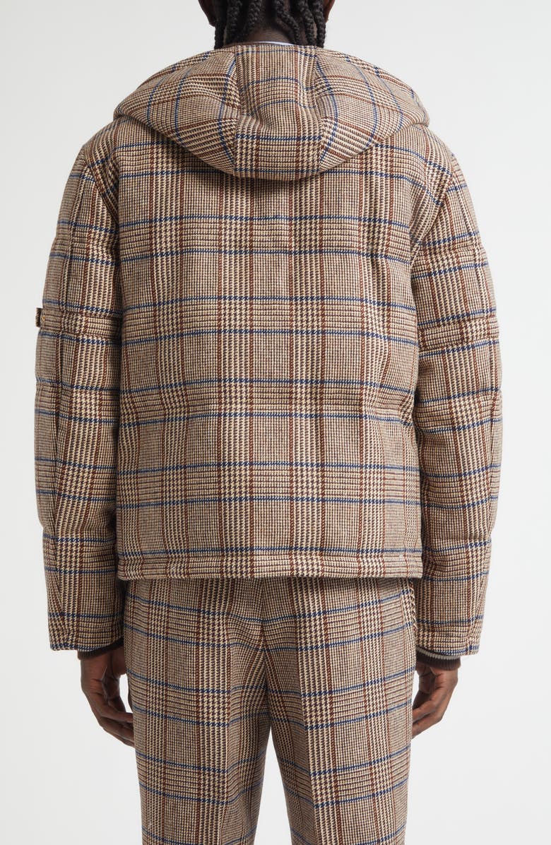 Thom Browne Hunting Wool Tweed Down Bomber Jacket, Alternate, color, Dark Brown