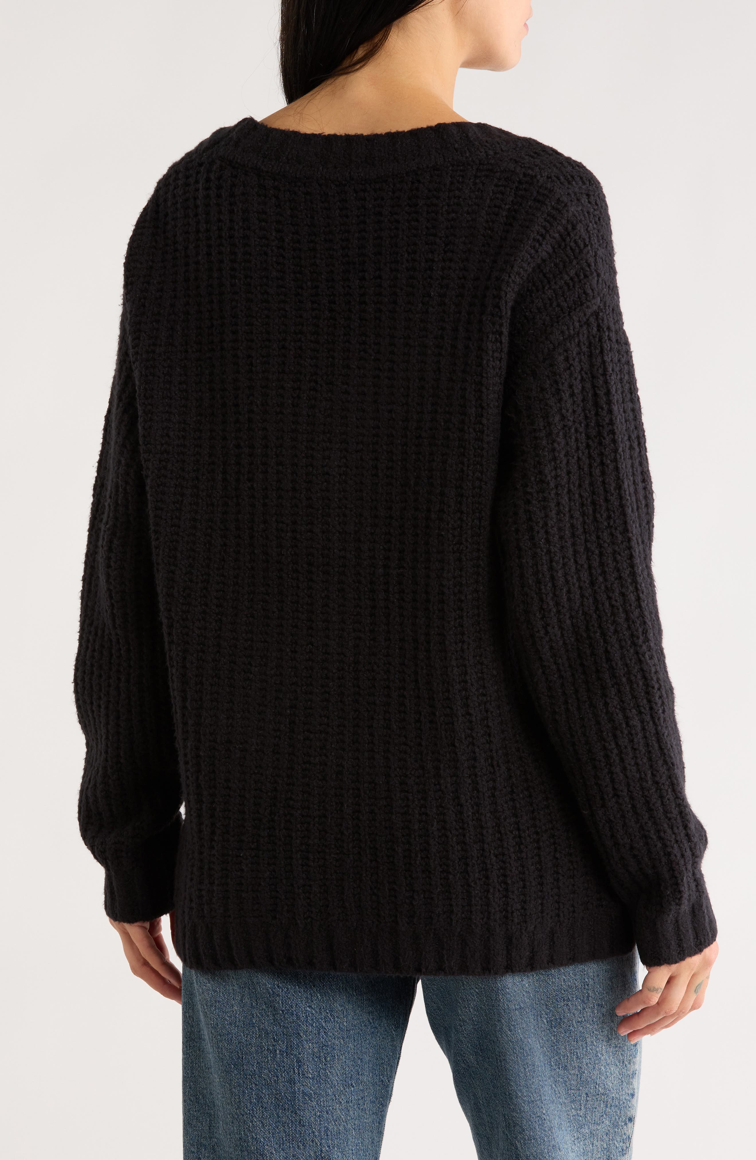 Open Stitch V-Neck Pullover - image 2