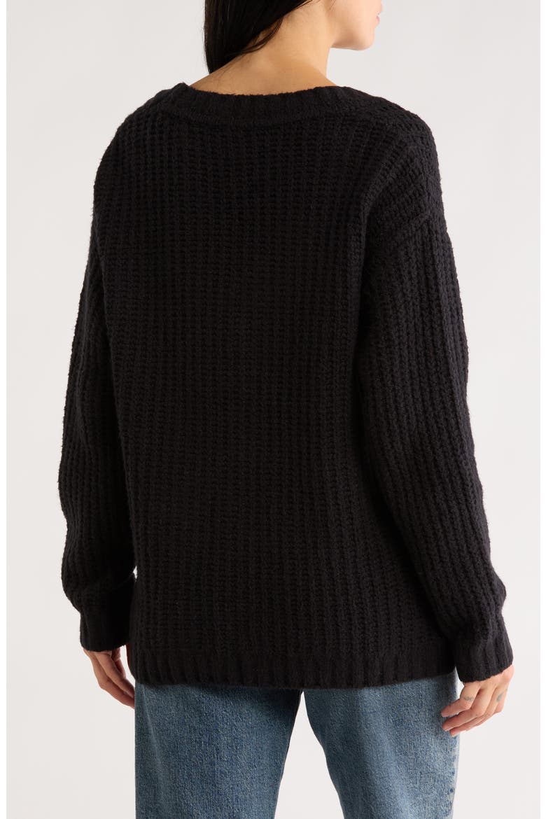 Open Stitch V-Neck Pullover, Alternate, color, BLACK