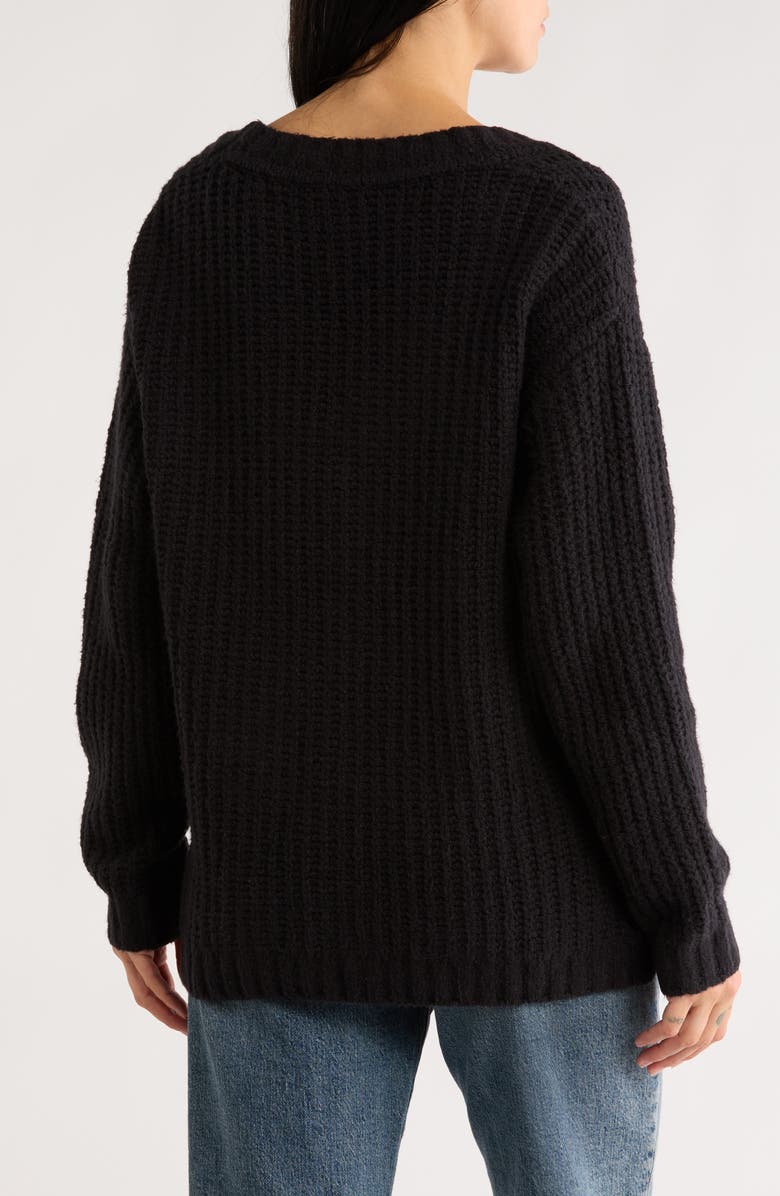 Florence by Mills Open Stitch V-Neck Pullover, Alternate, color, Black