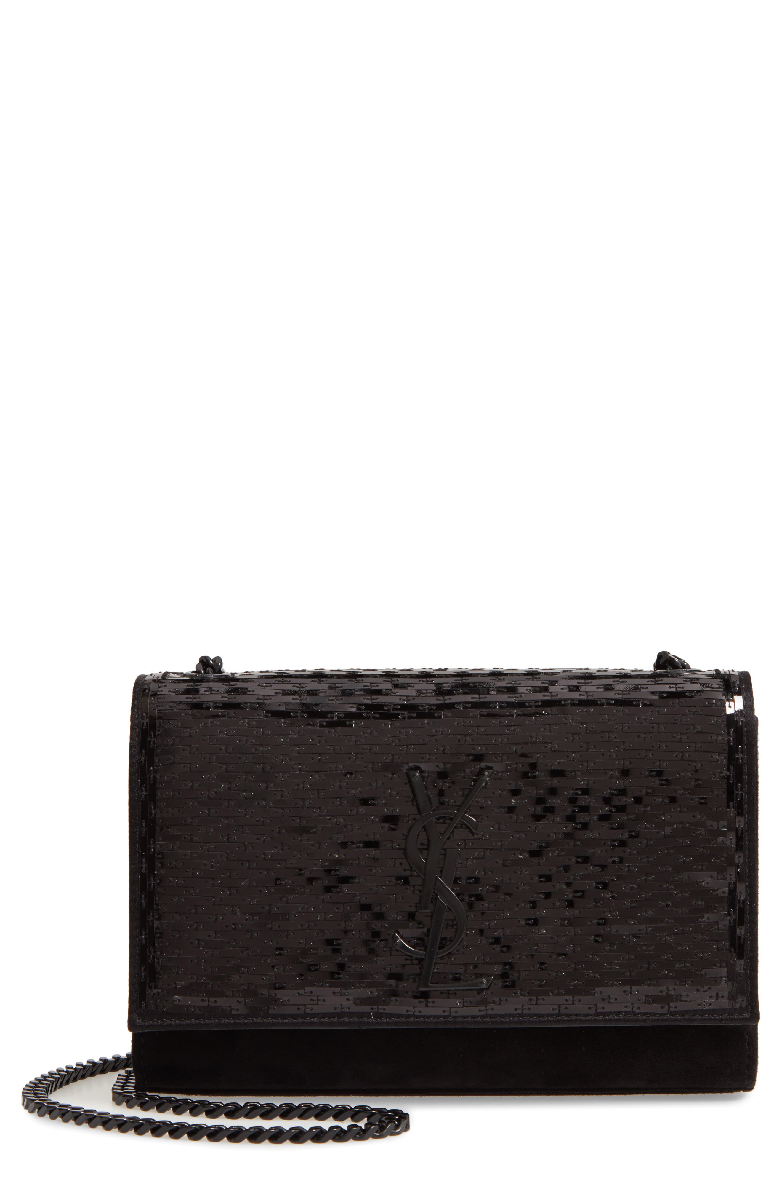 Saint Laurent Kate Paillette Embellished Crossbody Bag, Main, color, 