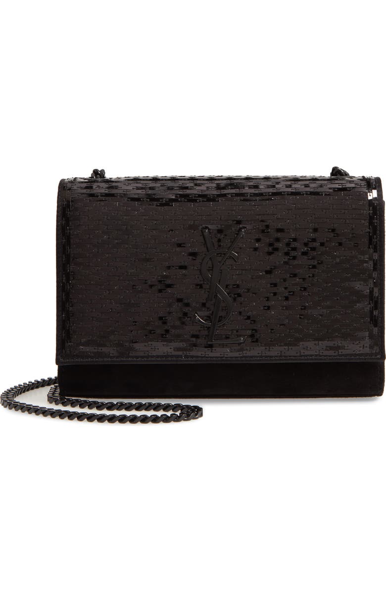 Saint Laurent Kate Paillette Embellished Crossbody Bag, Main, color,