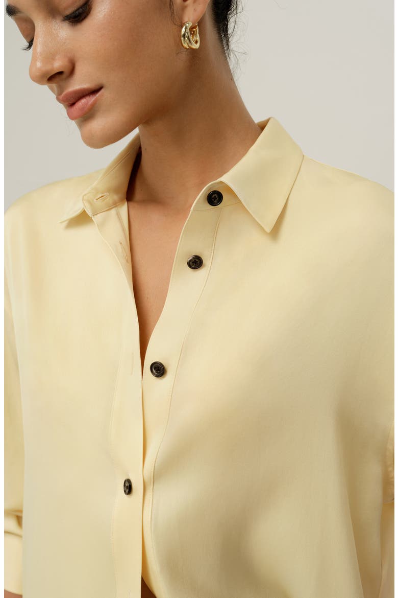 Women's Stretch Double Georgette Oversized Shirt, Alternate, color, Butter