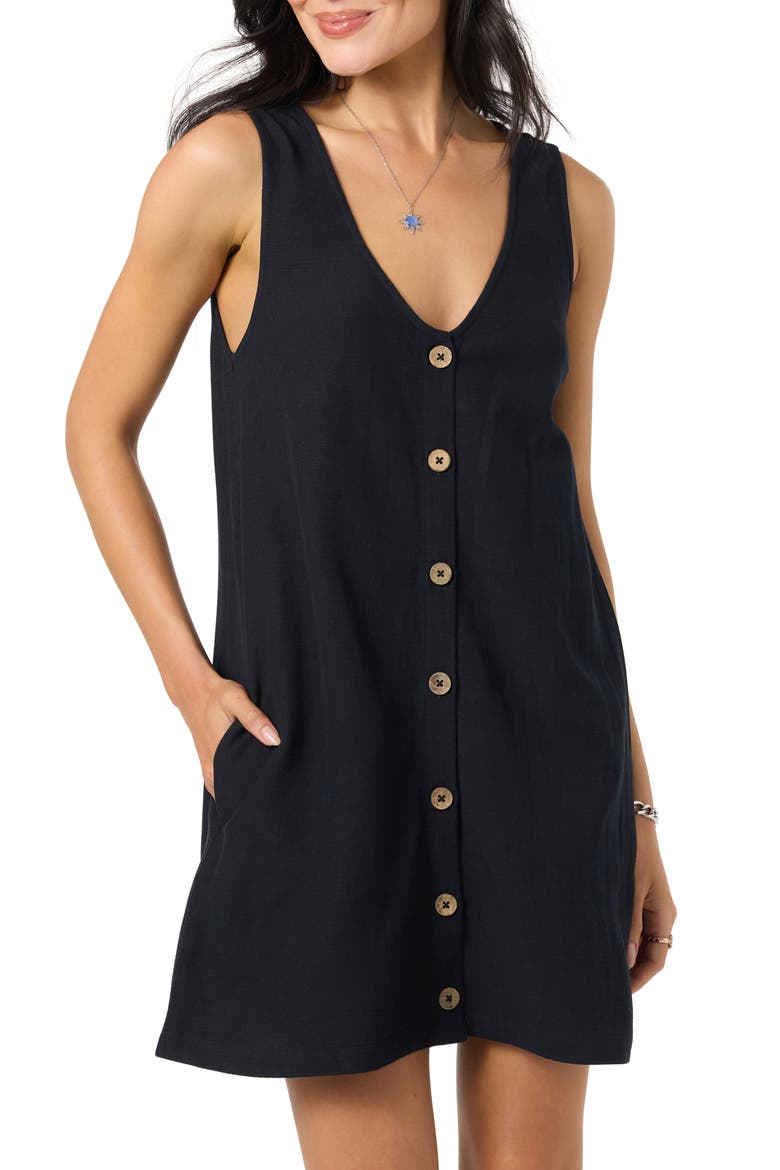 Sanders Button-Up Minidress, Main, color, BLACK
