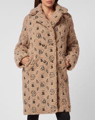 PHILIPP PLEIN Eco Fur Coat Embroidery Monogram Women