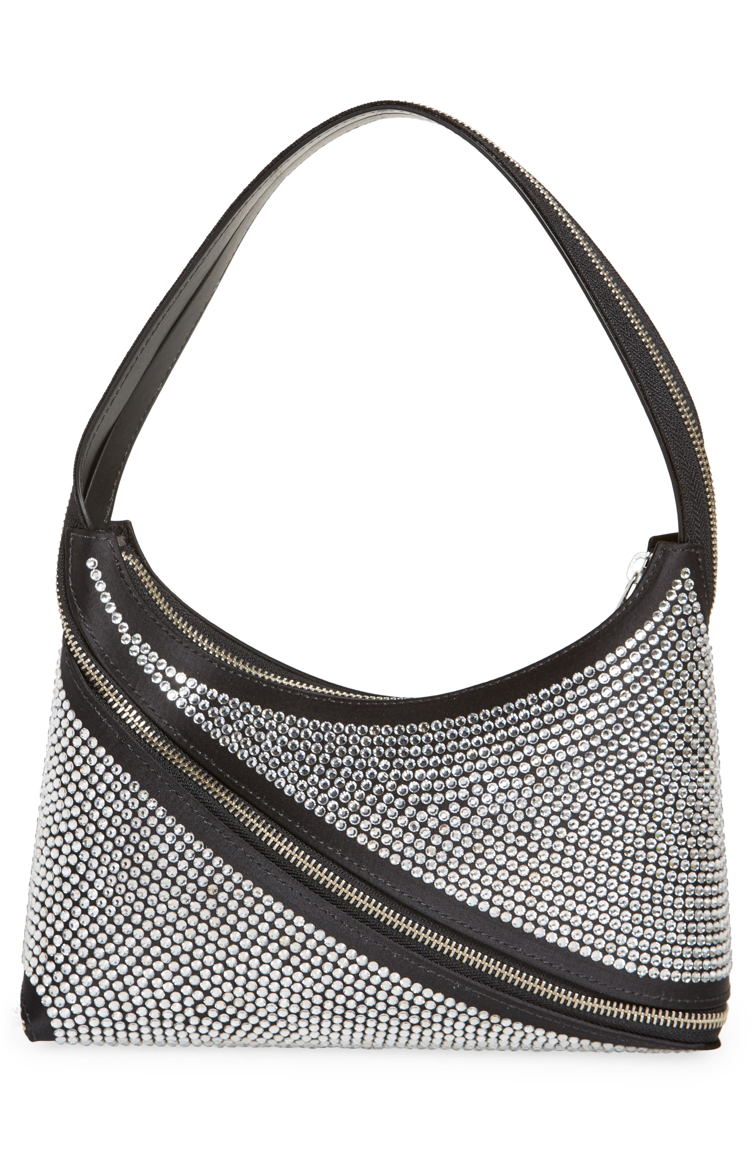 Coperni Swipe Crystal Zip Baguette Handbag, Alternate, color, 
