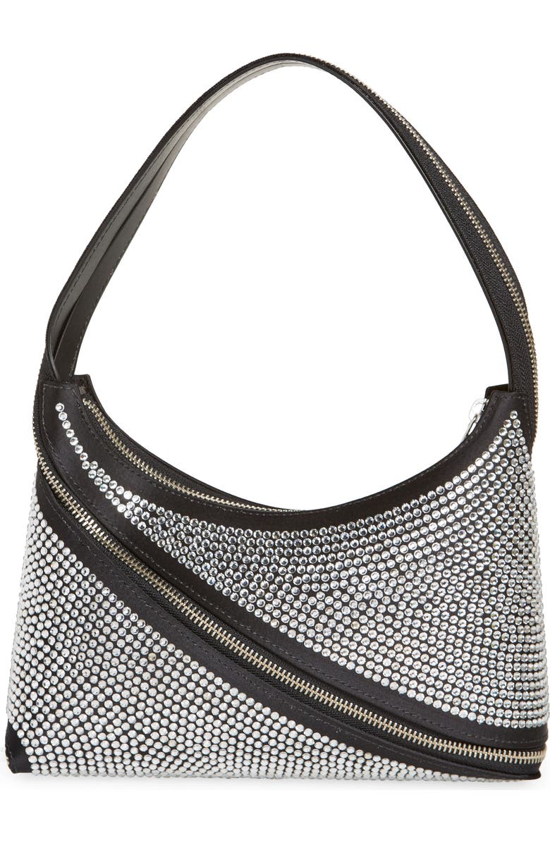 Coperni Swipe Crystal Zip Baguette Handbag, Alternate, color,